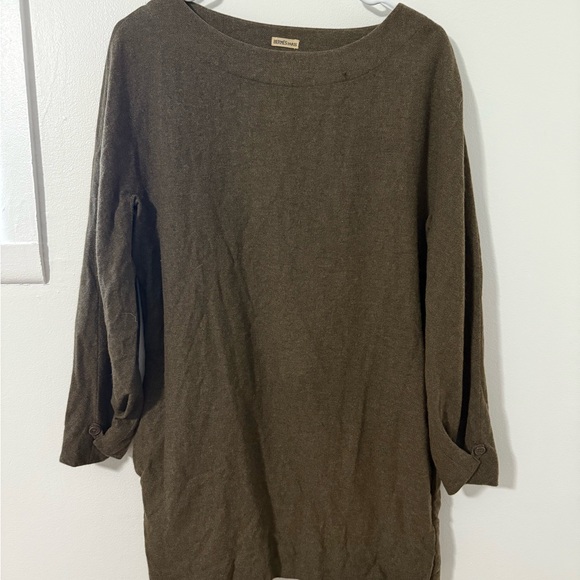 Vintage Hermes Green Crew Neck Sweater Dress with Relaxed Fit - Picture 1 of 5